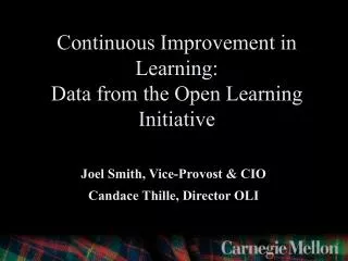 Continuous Improvement in Learning: Data from the Open Learning Initiative