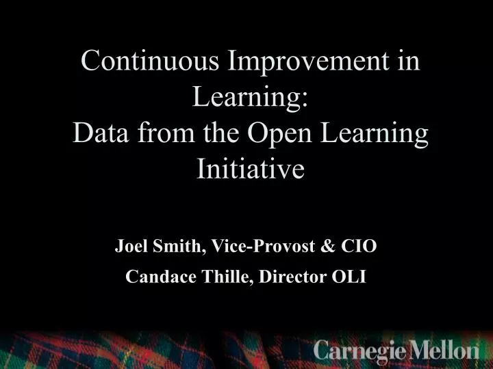 continuous improvement in learning data from the open learning initiative
