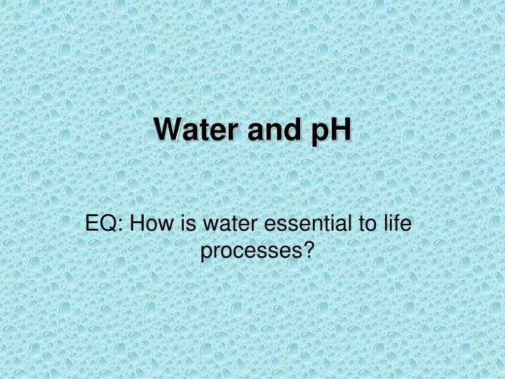 water and ph