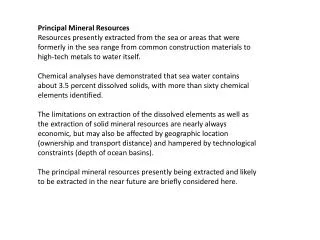 Principal Mineral Resources