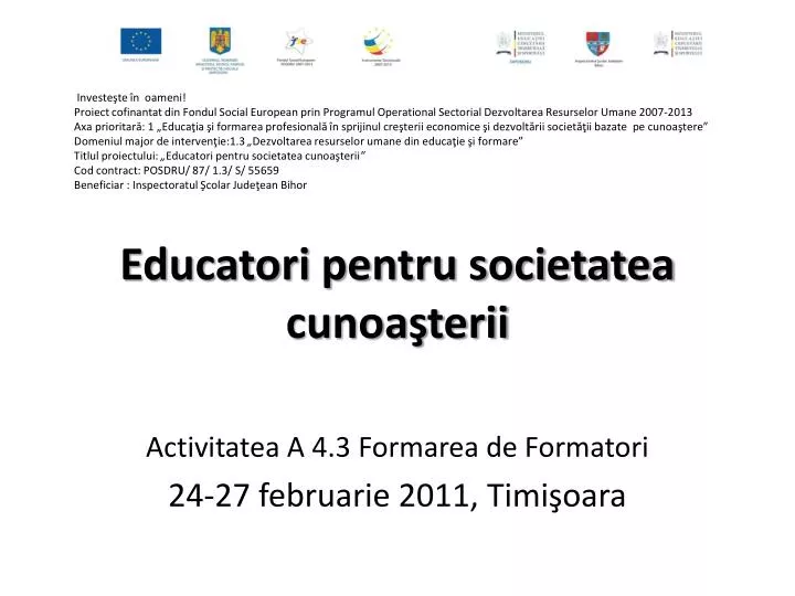 educatori pentru societatea cunoa terii