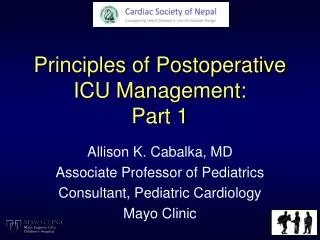 Principles of Postoperative ICU Management: Part 1