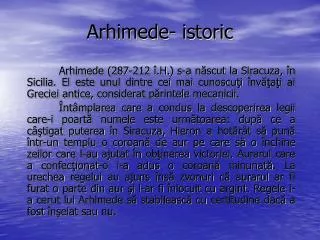arhimede istoric