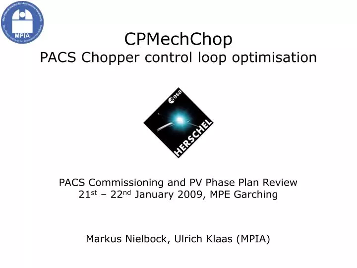 cpmechchop pacs chopper control loop optimisation