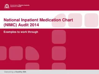National Inpatient Medication Chart (NIMC) Audit 2014