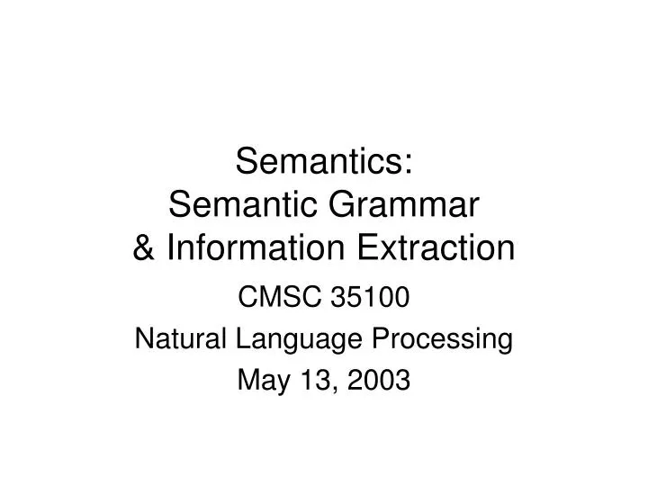 semantics semantic grammar information extraction