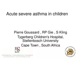 Acute severe asthma in children