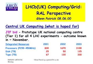 LHCb(UK) Computing/Grid: RAL Perspective Glenn Patrick 08.06.00
