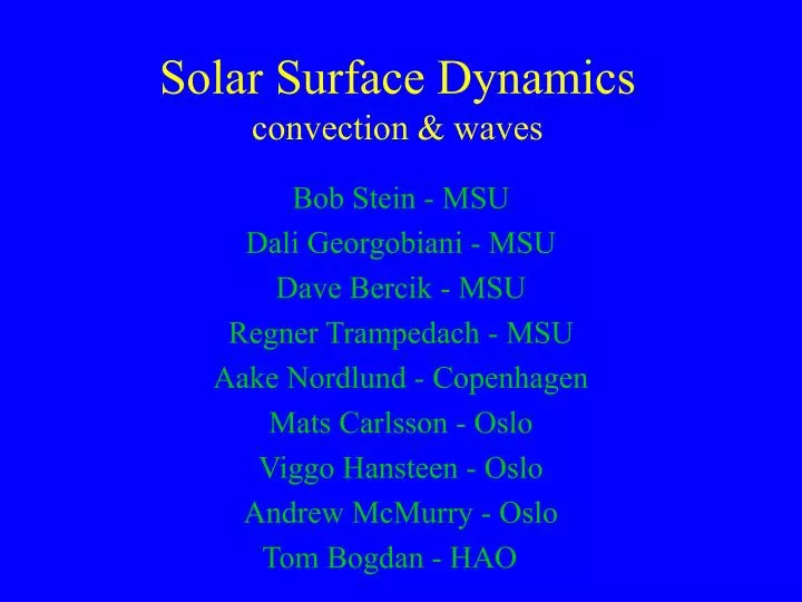 solar surface dynamics convection waves