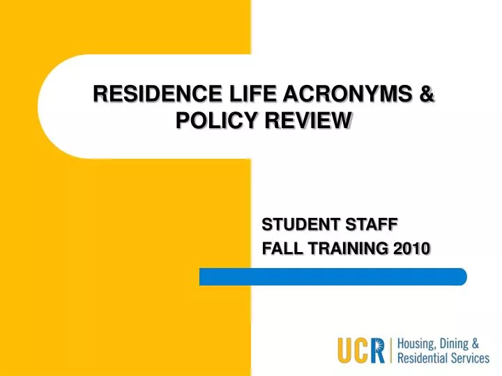 residence life acronyms policy review