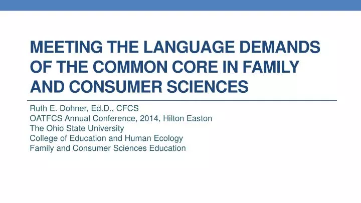 meeting the language demands of the common core in family and consumer sciences