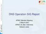 DNS Operation SIG Report - slide 1