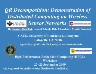 QR Decomposition: Demonstration of Distributed Computing on Wireless Sensor Networks
