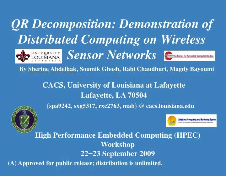 qr decomposition demonstration of distributed computing on wireless sensor networks