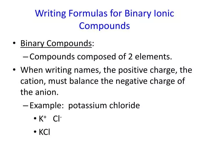writing formulas for binary ionic compounds