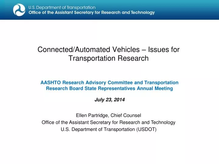 connected automated vehicles issues for transportation research