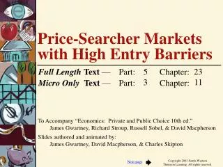 Price-Searcher Markets with High Entry Barriers