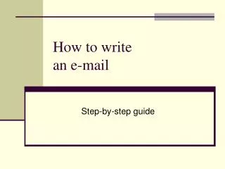 How to write an e-mail