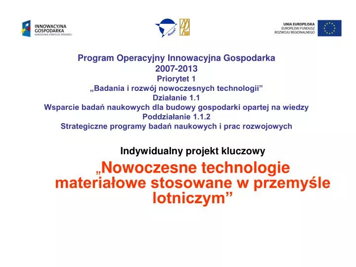 indywidualny projekt kluczowy nowoczesne technologie materia owe stosowane w przemy le lotniczym