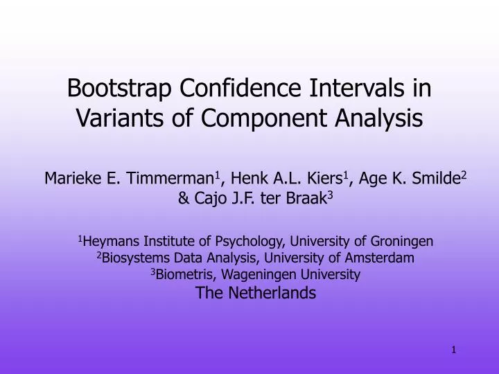 bootstrap confidence intervals in variants of component analysis