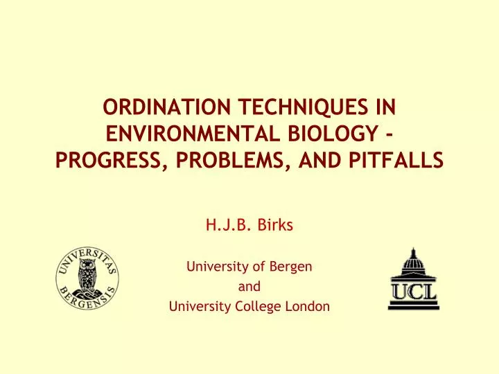 ordination techniques in environmental biology progress problems and pitfalls