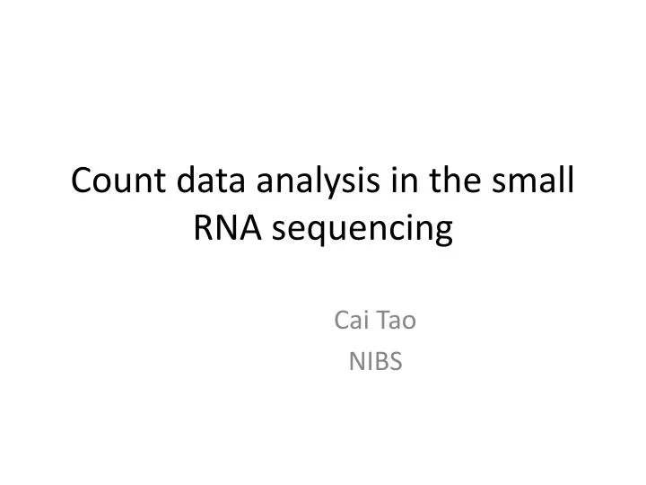 count data analysis in the small rna sequencing