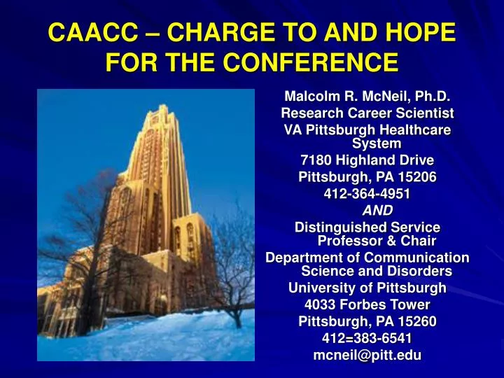 caacc charge to and hope for the conference