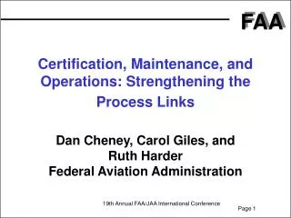 19th Annual FAA/JAA International Conference Phoenix, Arizona June 5, 2002