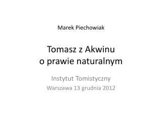 marek piechowiak tomasz z akwinu o prawie naturalnym