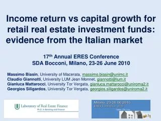 Income return vs capital growth for retail real estate investment funds: