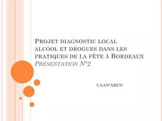 projet diagnostic local alcool et drogues dans les pratiques de la f te bordeaux pr sentation n 2