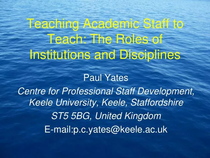 teaching academic staff to teach the roles of institutions and disciplines