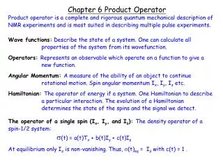 Chapter 6 Product Operator