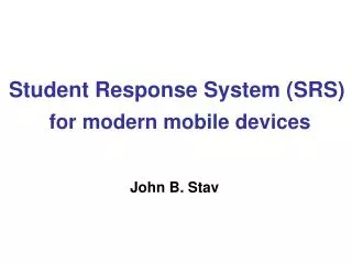Student Response System (SRS)