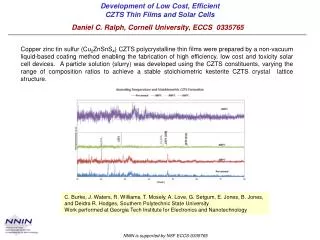 Development of Low Cost, Efficient CZTS Thin Films and Solar Cells