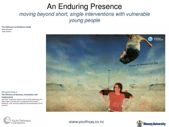 an enduring presence moving beyond short single interventions with vulnerable young people