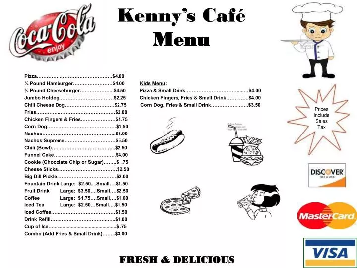 kenny s caf menu