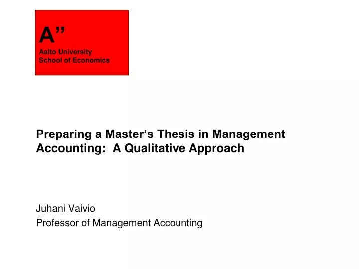 preparing a master s thesis in management accounting a qualitative approach