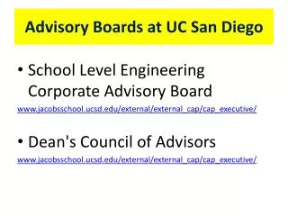 Advisory Boards at UC San Diego