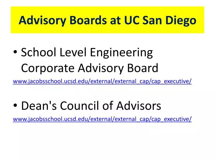 advisory boards at uc san diego