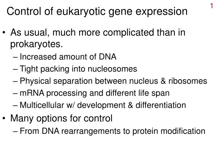control of eukaryotic gene expression