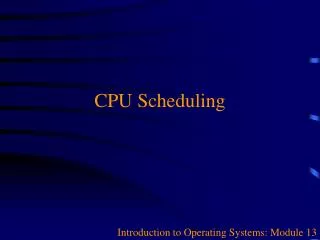 CPU Scheduling