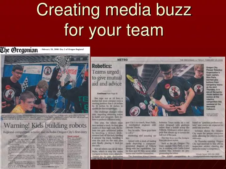 creating media buzz for your team
