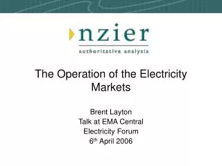 The Operation of the Electricity Markets