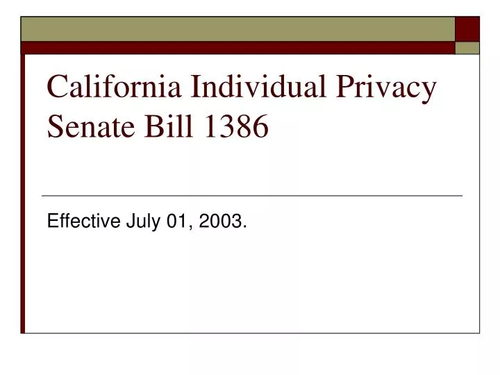 california individual privacy senate bill 1386