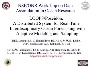 NSF/ONR Workshop on Data Assimilation in Ocean Research