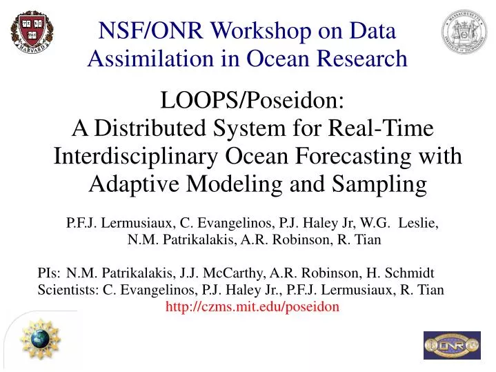 nsf onr workshop on data assimilation in ocean research