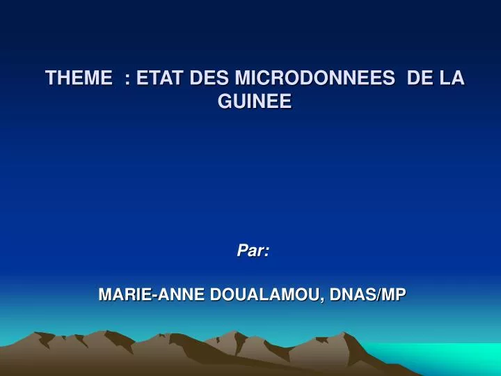 theme etat des microdonnees de la guinee