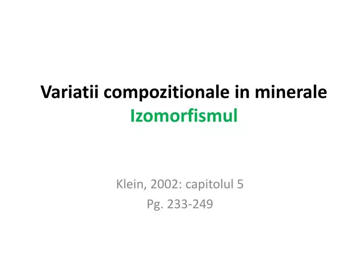 variatii compozitionale in minerale izomorfism ul