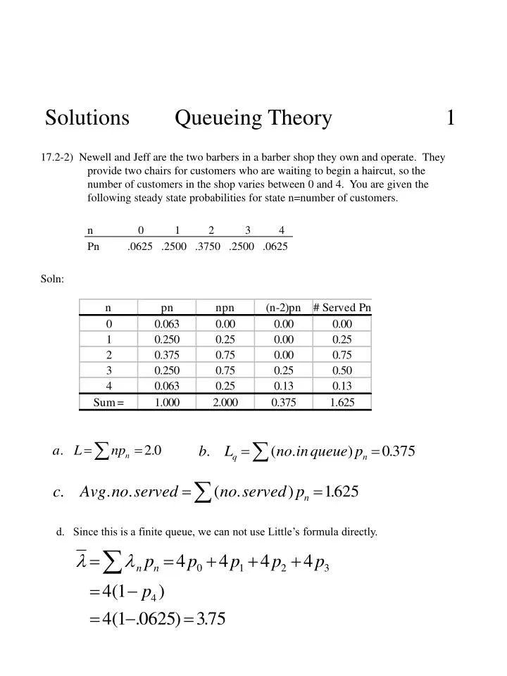solutions queueing theory 1